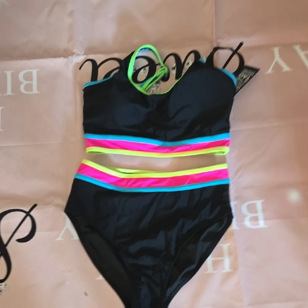 ☆Neon Trim Black Bikini Set 2 Available Medium